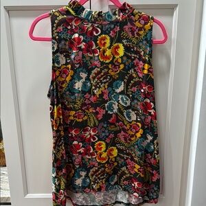 LOFT sz L Floral Sleeveless Top Fall festive colors autumn